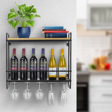 Wine glass best sale cabinet wall mount